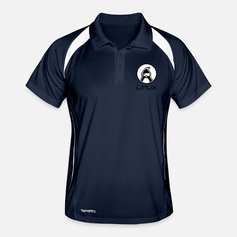 linux - Polo traspirante per uomo - navy/bianco