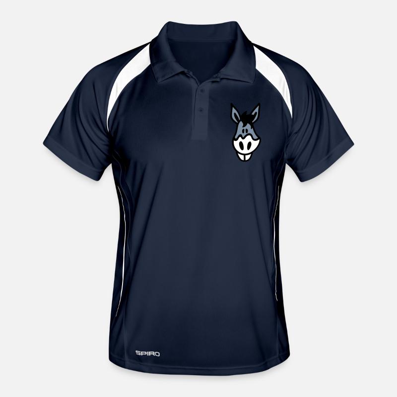Crazy Esel - Kopf 3 - Männer Polo atmungsaktiv - Navy/Weiß