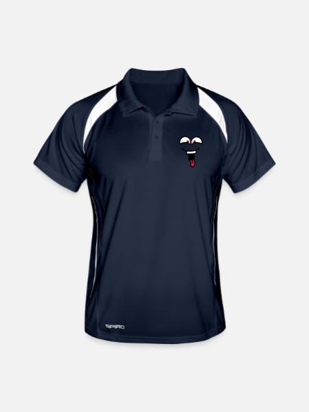 Laughing crazy fun tongue out - Men's Polo breathable - navy/white - Front