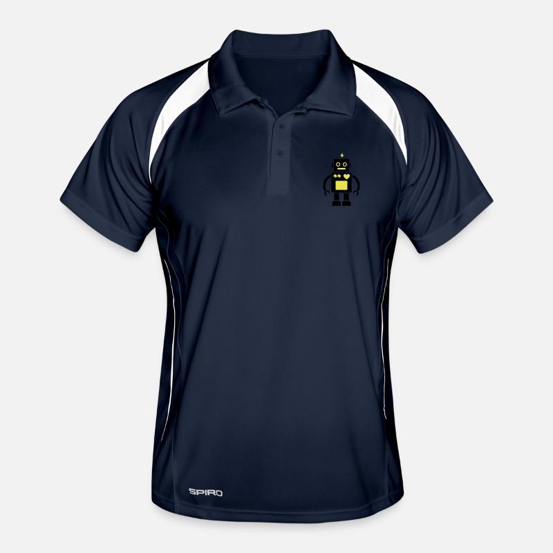 Roboter / Robot #2_2c - Männer Polo atmungsaktiv - Navy/Weiß