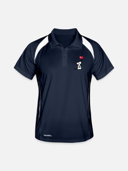 Maus + Ballon - Männer Polo atmungsaktiv - Navy/Weiß - Vorne