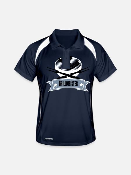 Grillmeister - Männer Polo atmungsaktiv - Navy/Weiß - Vorne