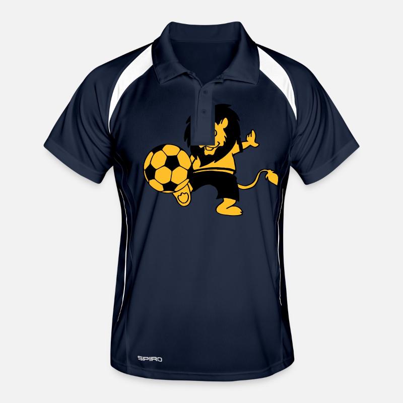 Fussball-Löwe - Männer Polo atmungsaktiv - Navy/Weiß