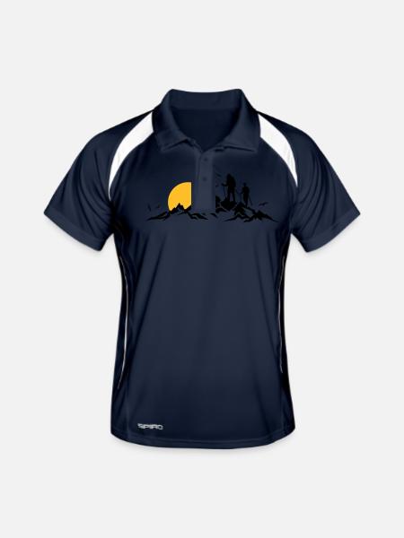 Natur - Berge Wanderer - Männer Polo atmungsaktiv - Navy/Weiß - Vorne