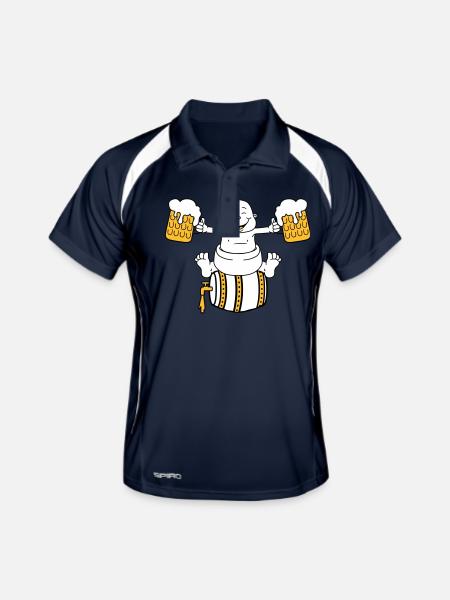 fass bier saufen alkohol glas krug dur - Männer Polo atmungsaktiv - Navy/Weiß - Vorne