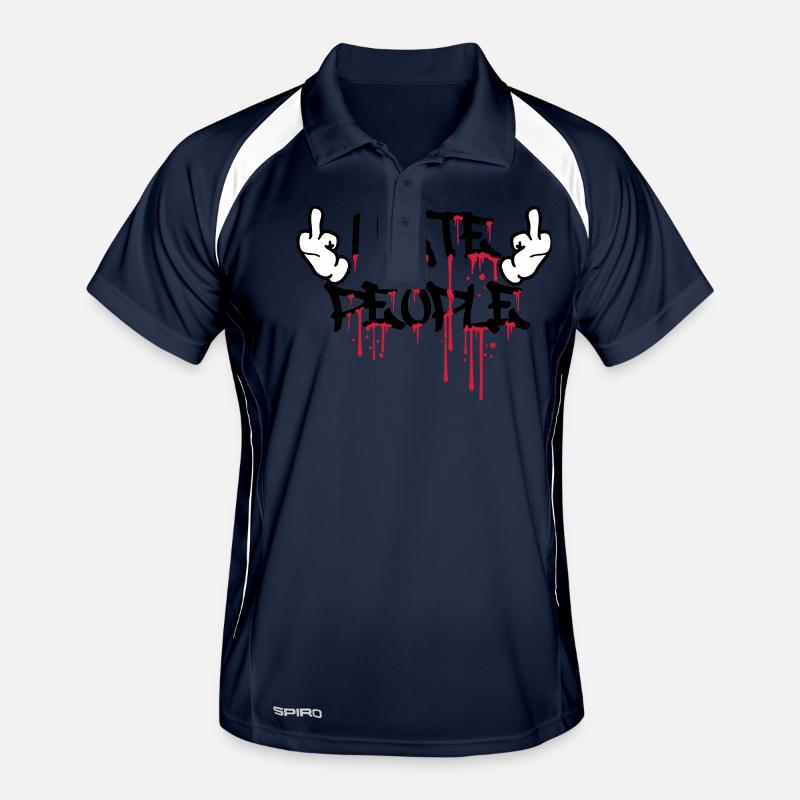 cool i hate people text graffiti spray drops blu Men's Polo breathable