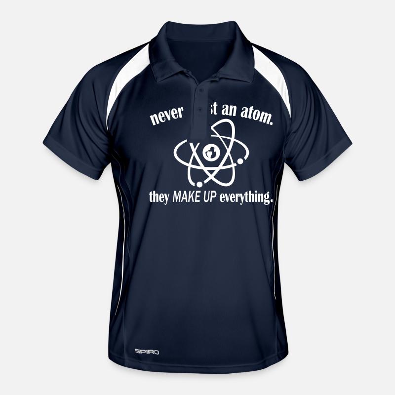 Never Trust An Atom - Männer Polo atmungsaktiv - Navy/Weiß