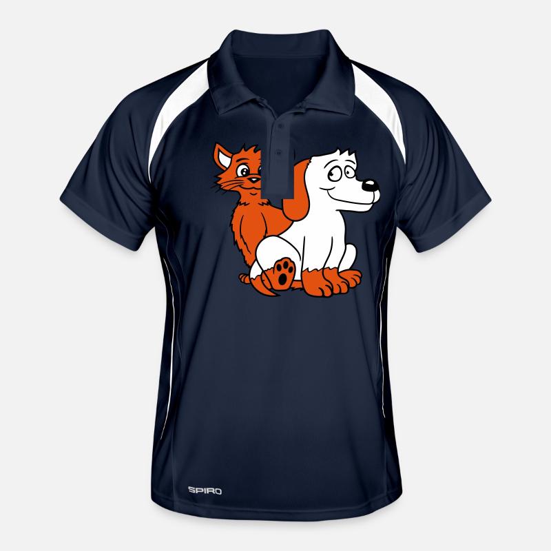 Chien Chat Deux Amis Équipe Chaton 2 Duo Équipage Polo respirant Homme