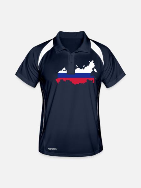 Russland - Männer Polo atmungsaktiv - Navy/Weiß - Vorne