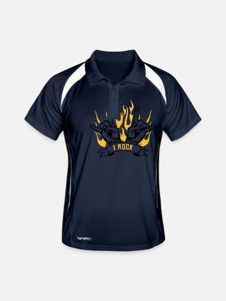 I rock - Männer Polo atmungsaktiv - Navy/Weiß - Vorne