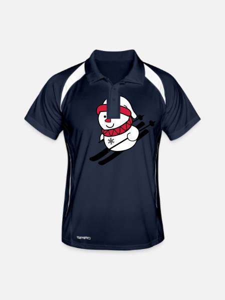 ski fahrer schneemann 02 - Männer Polo atmungsaktiv - Navy/Weiß - Vorne