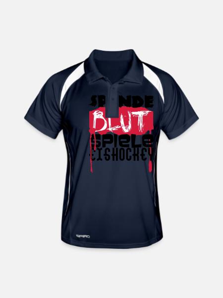 Spende Blut - Spiel Eishockey - Männer Polo atmungsaktiv - Navy/Weiß - Vorne