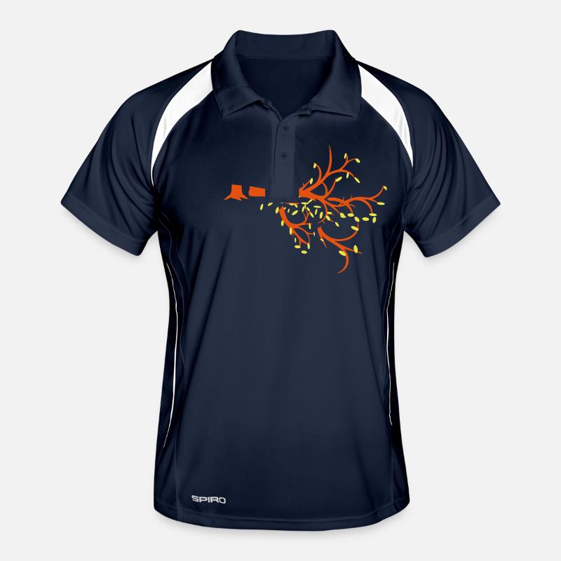 Felled Lumberjack Tree Forest Sapling Silhouette Men's Polo breathable