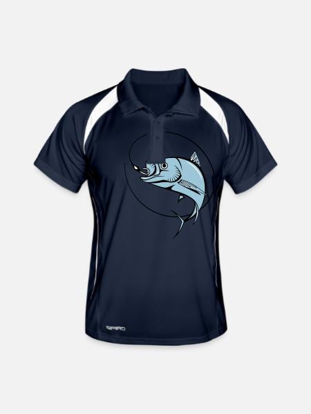 angeln - Männer Polo atmungsaktiv - Navy/Weiß - Vorne