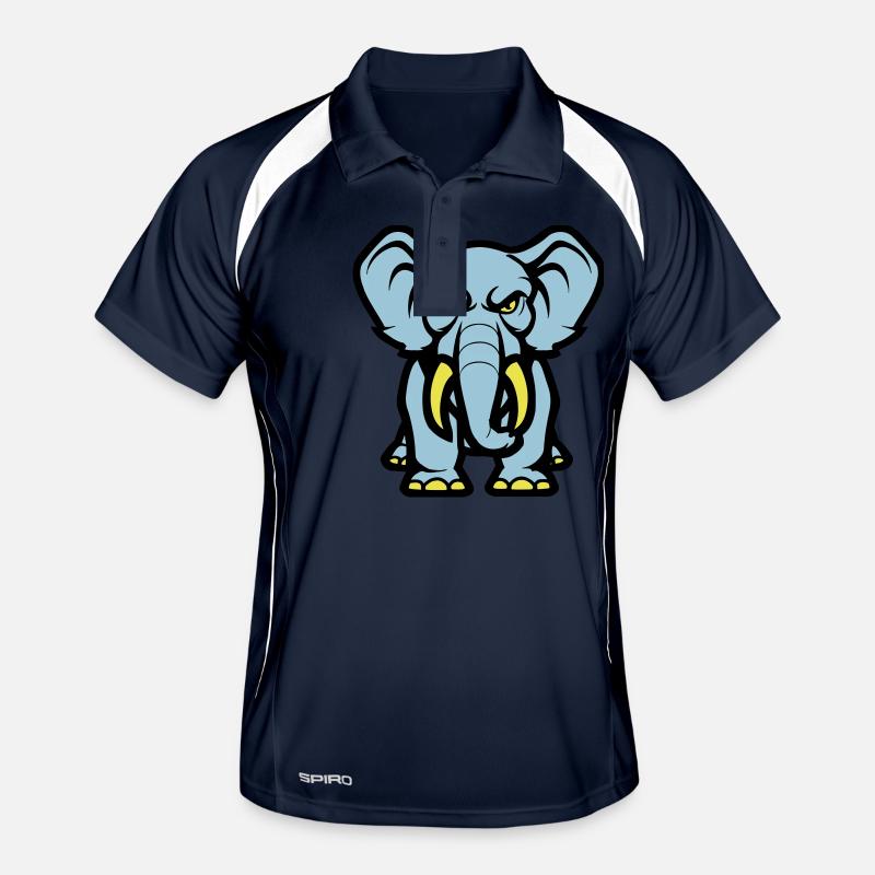 elefant comic - Männer Polo atmungsaktiv - Navy/Weiß