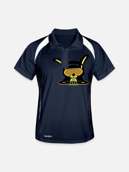 Lustiger Süßer DJ Party Hase Kaninchen Tier Club - Männer Polo atmungsaktiv - Navy/Weiß - Vorne