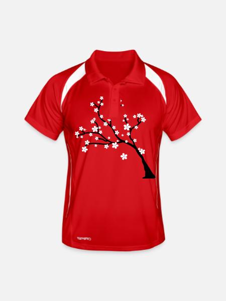blossom tree - Männer Polo atmungsaktiv - Rot/Weiß - Vorne
