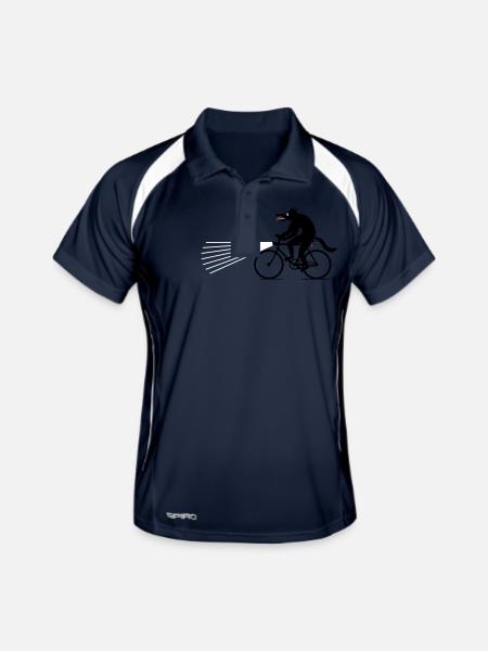Wolf with bike - Men's Polo breathable - navy/white - Front