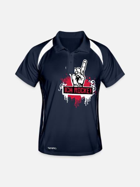 J’ai rock - rock - festival - musique - danse - Polo respirant Homme - marine/blanc - Devant
