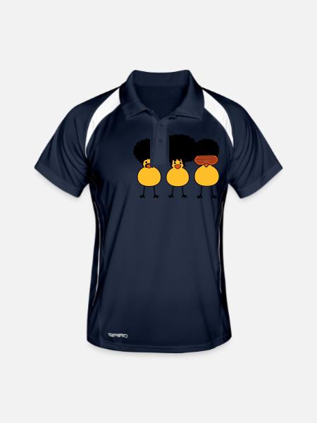 Funky Chicks - Männer Polo atmungsaktiv - Navy/Weiß - Vorne