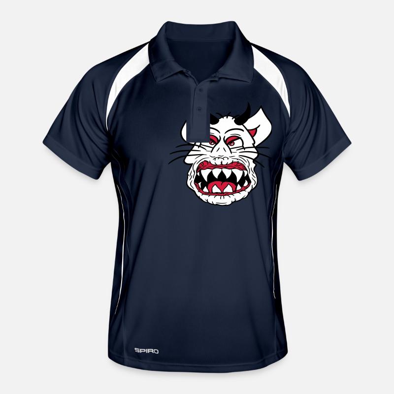 Démon Monstre Chat Halloween Horreur Cornes de Diable Polo respirant Homme