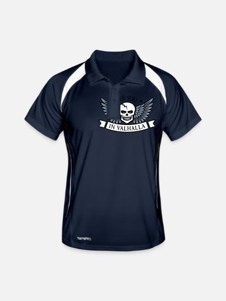 valhalla - Männer Polo atmungsaktiv - Navy/Weiß - Vorne