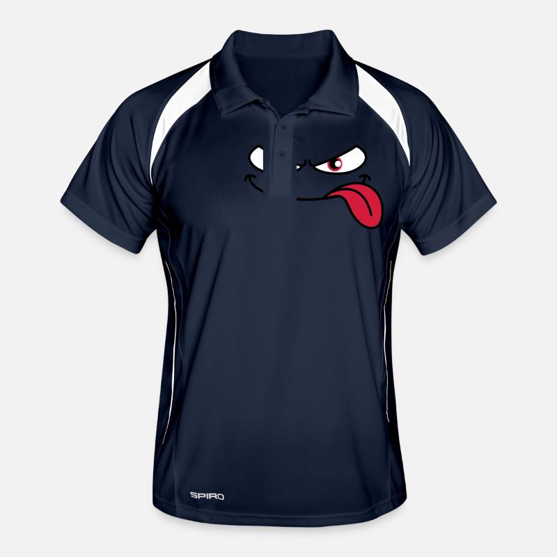 Langue de visage de dessin animé maléfique qui dépasse Polo respirant Homme