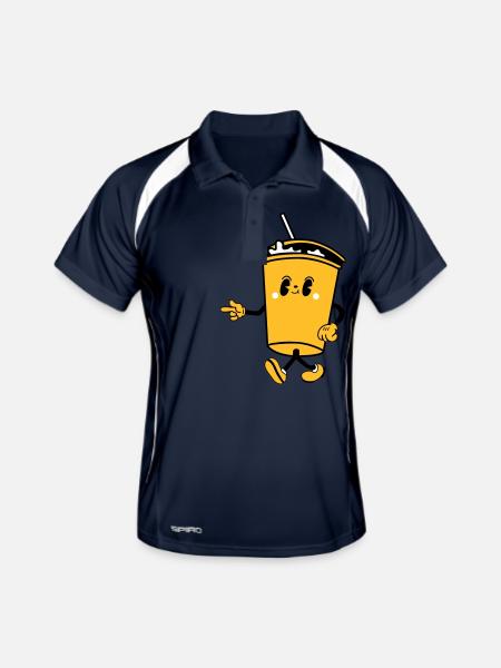 drink cartoon - Männer Polo atmungsaktiv - Navy/Weiß - Vorne