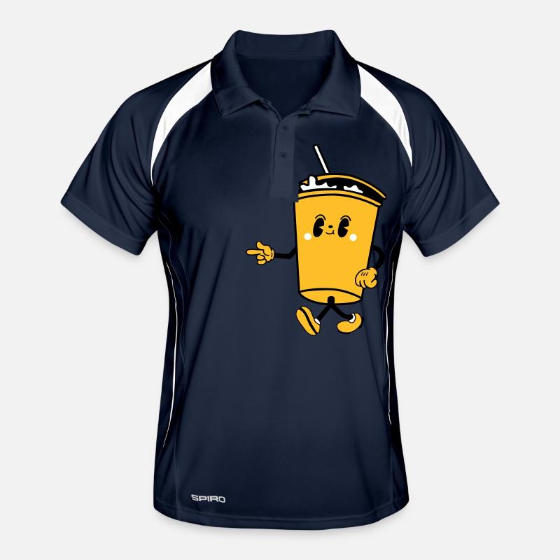 drink cartoon - Männer Polo atmungsaktiv - Navy/Weiß