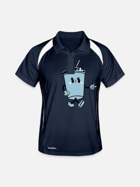 drink cartoon - Männer Polo atmungsaktiv - Navy/Weiß - Vorne