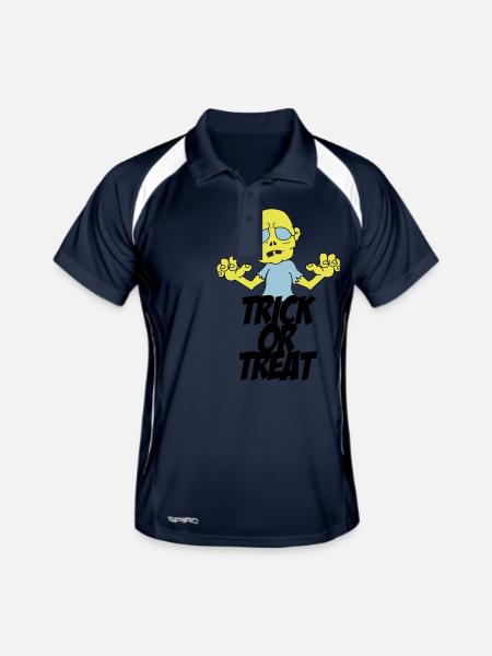 zombie trick or treat - Männer Polo atmungsaktiv - Navy/Weiß - Vorne