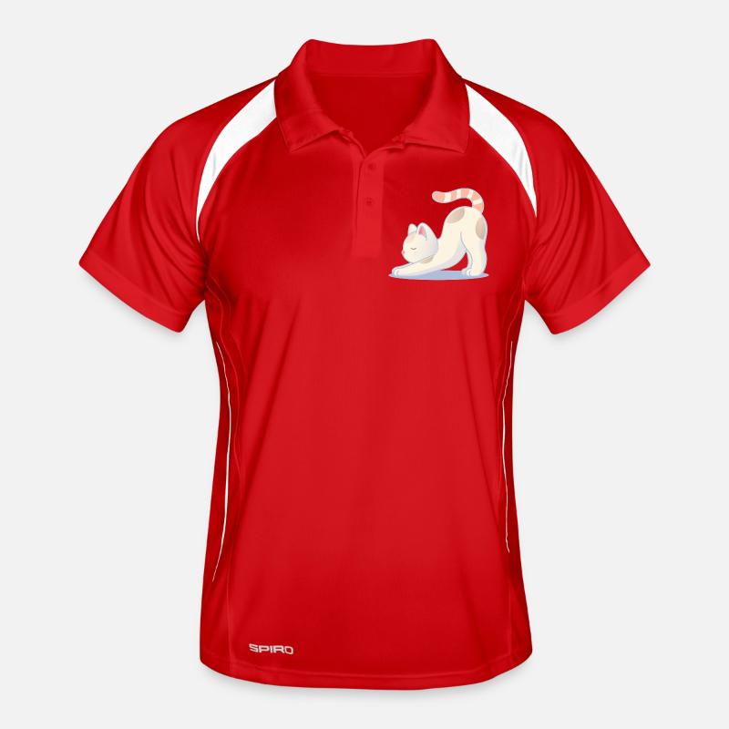 A cat in a stretching yoga pose Men's Polo breathable