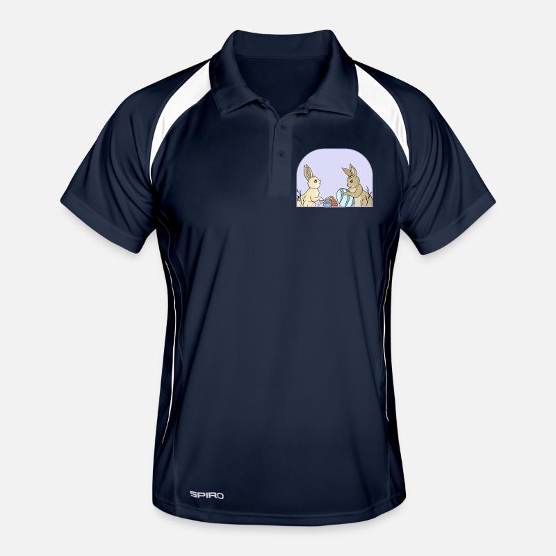 Cute bunnies with eggs Men's Polo breathable