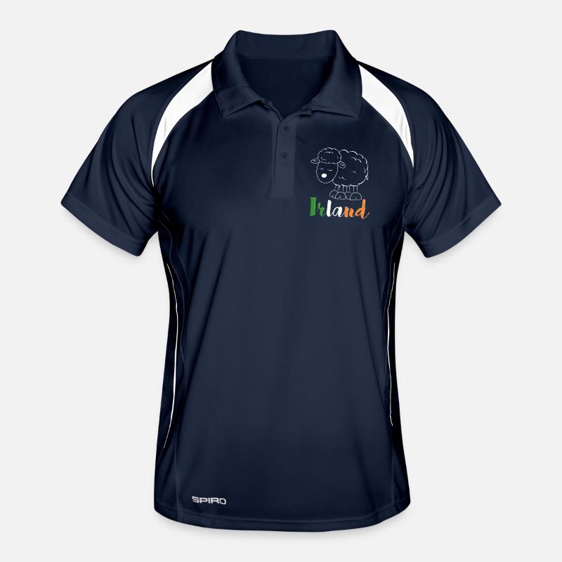 Irland Schaf (bunte Version) - Männer Polo atmungsaktiv - Navy/Weiß