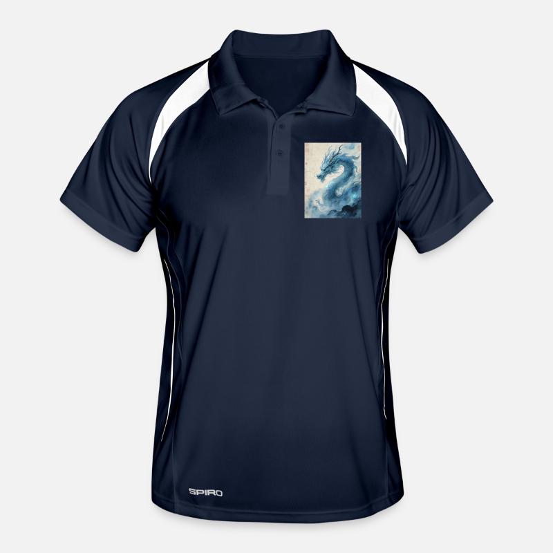 Der Erste Wind: Blauer Drache – Wiederbelebung - Männer Polo atmungsaktiv - Navy/Weiß