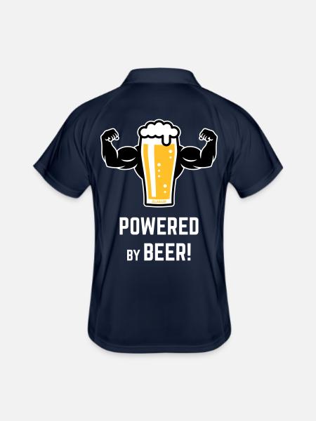 Propulsé par la bière ! (Bière / Muscles / L / 3C) - Polo respirant Homme - marine/blanc - Dos