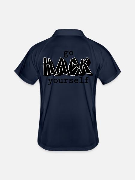 Hacken Sie sich selbst - Männer Polo atmungsaktiv - Navy/Weiß - Hinten