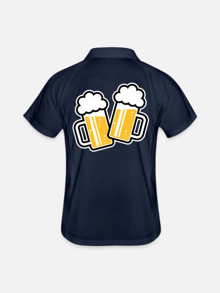 2 chopes de bière toast, à votre santé ! (Chopes à bière 3C) - Polo respirant Homme - marine/blanc - Dos