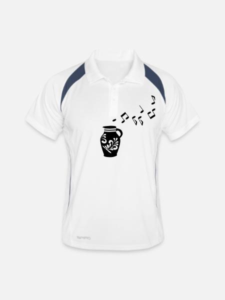 Musik Bembel Frankfurt - Männer Polo atmungsaktiv - Weiß/Navy - Vorne