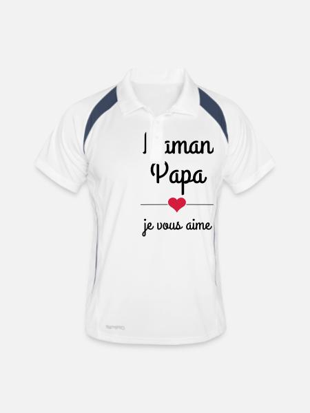maman papa je vous aime - Polo respirant Homme - blanc/marine - Devant