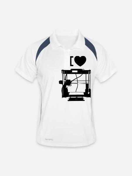 I love 3d printing - Männer Polo atmungsaktiv - Weiß/Navy - Vorne