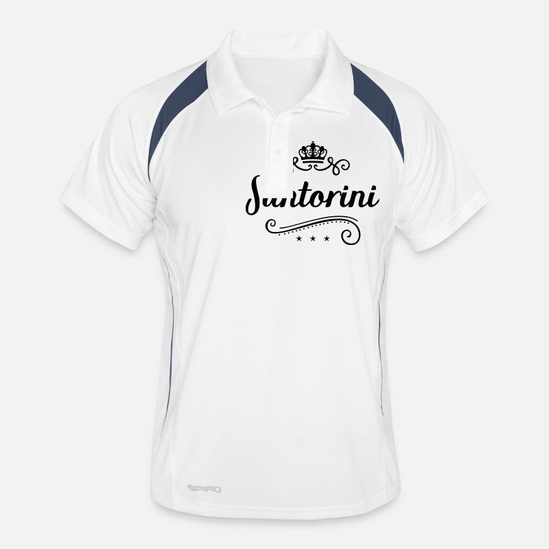santorini logo - Männer Polo atmungsaktiv - Weiß/Navy