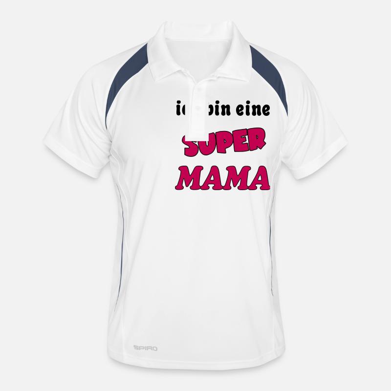 Ich bin eine Super MAMA - Polo respirant Homme - blanc/marine