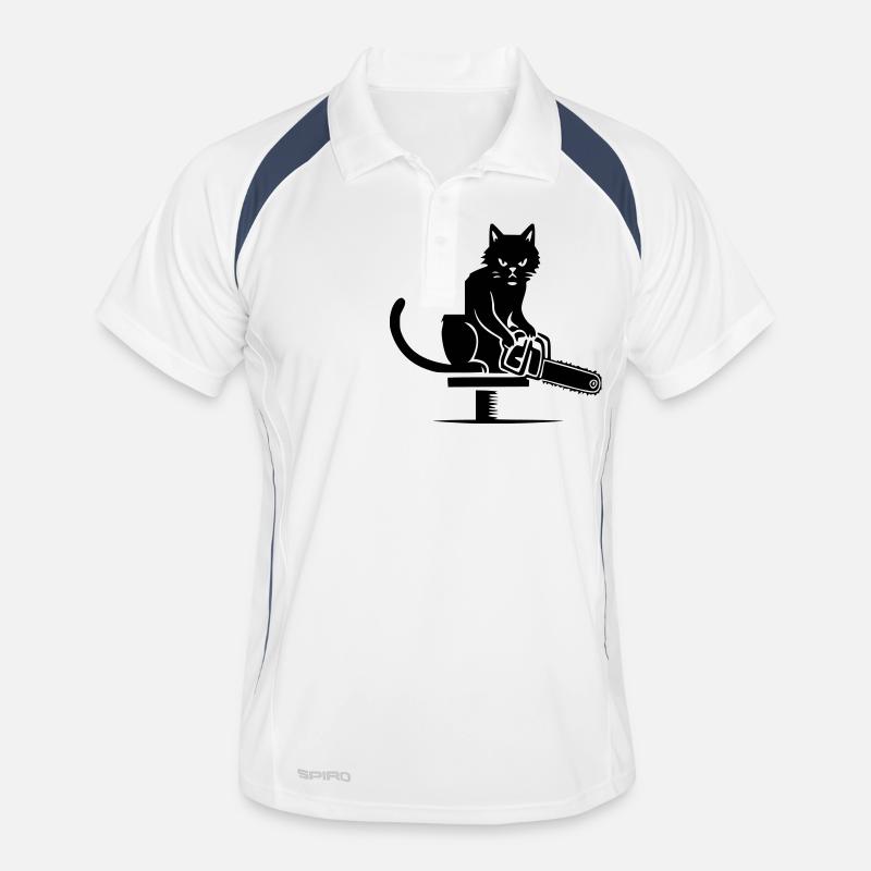 Angrycat - Men's Polo breathable - white/navy
