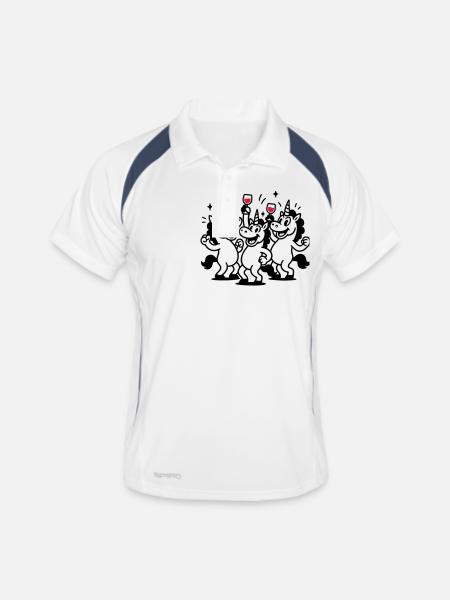 Équipe des célébrations de la licorne - Polo respirant Homme - blanc/marine - Devant