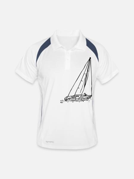 sailboat1 - Männer Polo atmungsaktiv - Weiß/Navy - Vorne