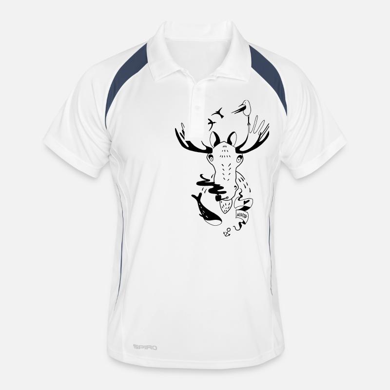 Seemann Elch Skandinavien Illustration Geschenk Männer Polo atmungsaktiv