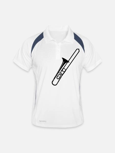 Posaune - Männer Polo atmungsaktiv - Weiß/Navy - Vorne