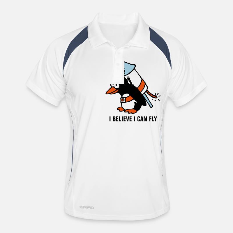 rocket_pinguin_white_b_3c - Männer Polo atmungsaktiv - Weiß/Navy