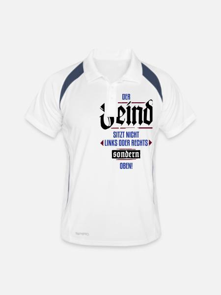 Nicht links oder rechtes - Männer Polo atmungsaktiv - Weiß/Navy - Vorne